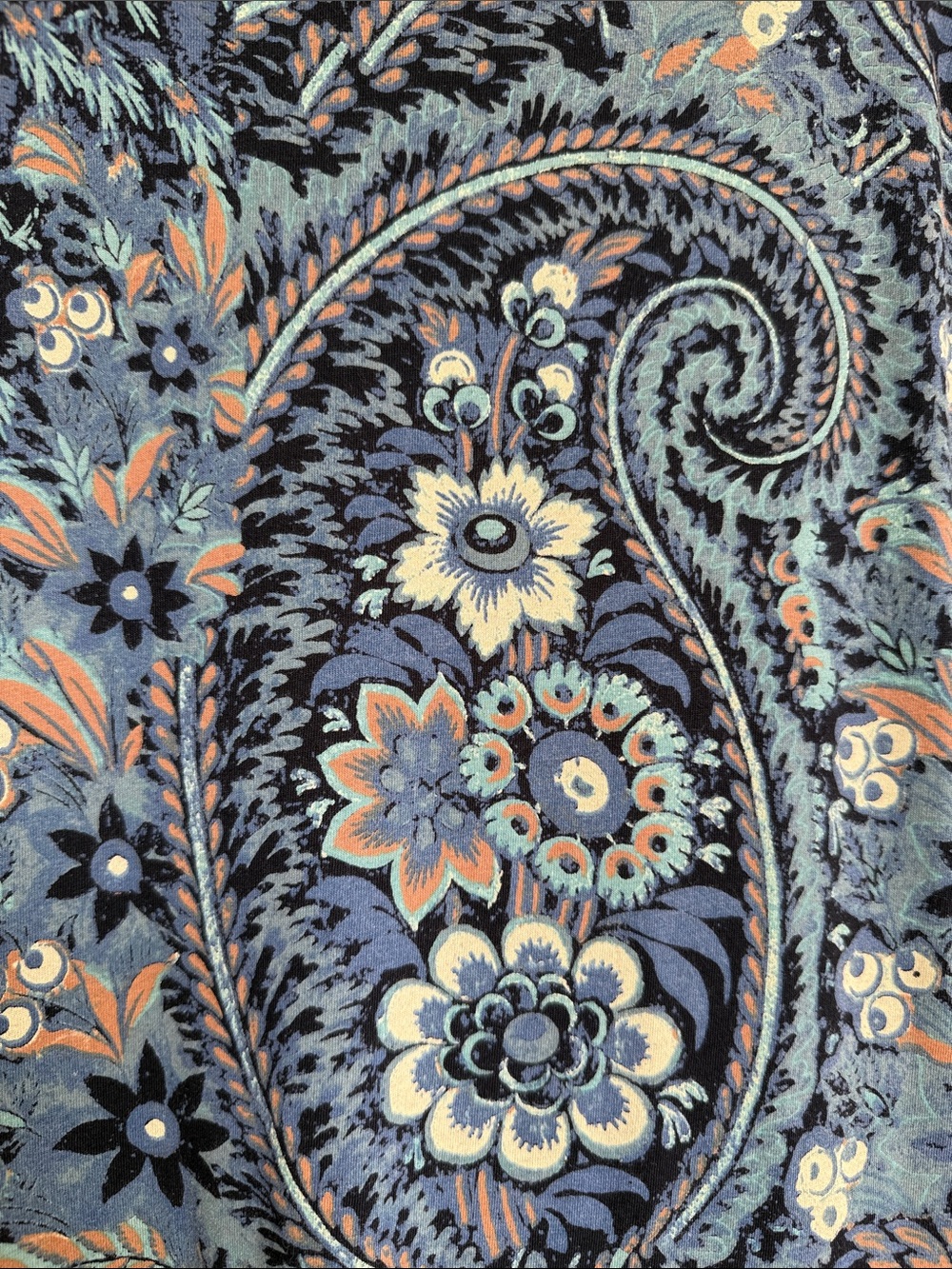 Peruvian Connection Blue Floral Pima Cotton Pullover Maxi Dress Size XS - Picture 6 of 11